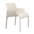 ltalian minimalist white saddle leather armrest chairs